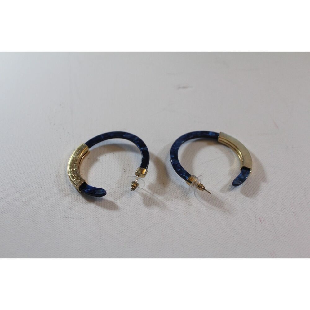 Blue Resin And Gold-Tone Metal Hoop Earrings